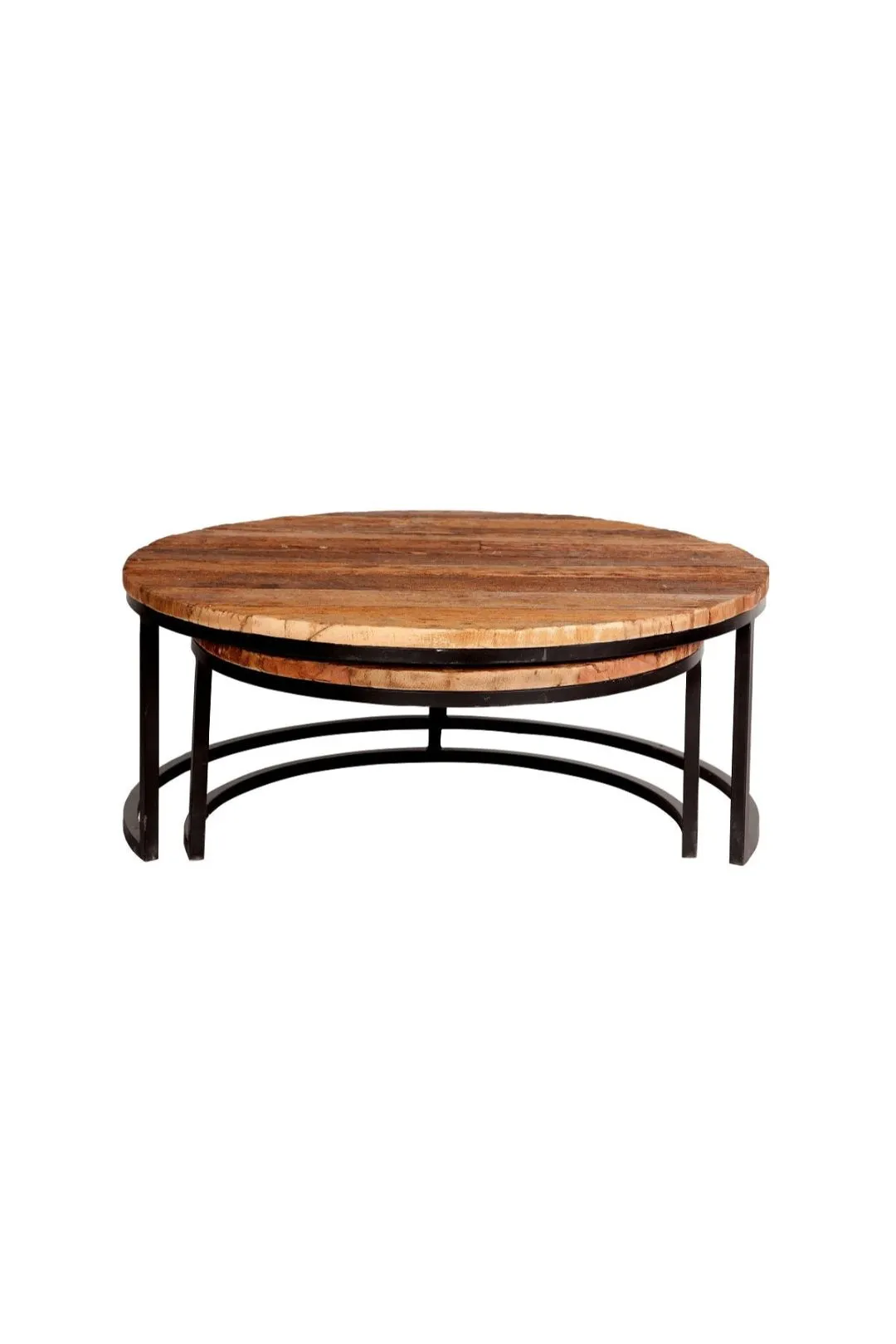 IH Design Arabella Set of 2 Coffee Tables Railway Sleeper Wood in Brown 3
