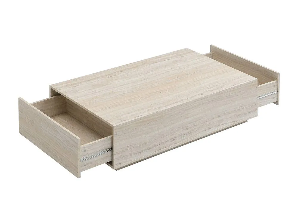 Vente-unique Coffee Table With 2 Drawers In MDF - W120 Cm - Beige Travertine Effect 6