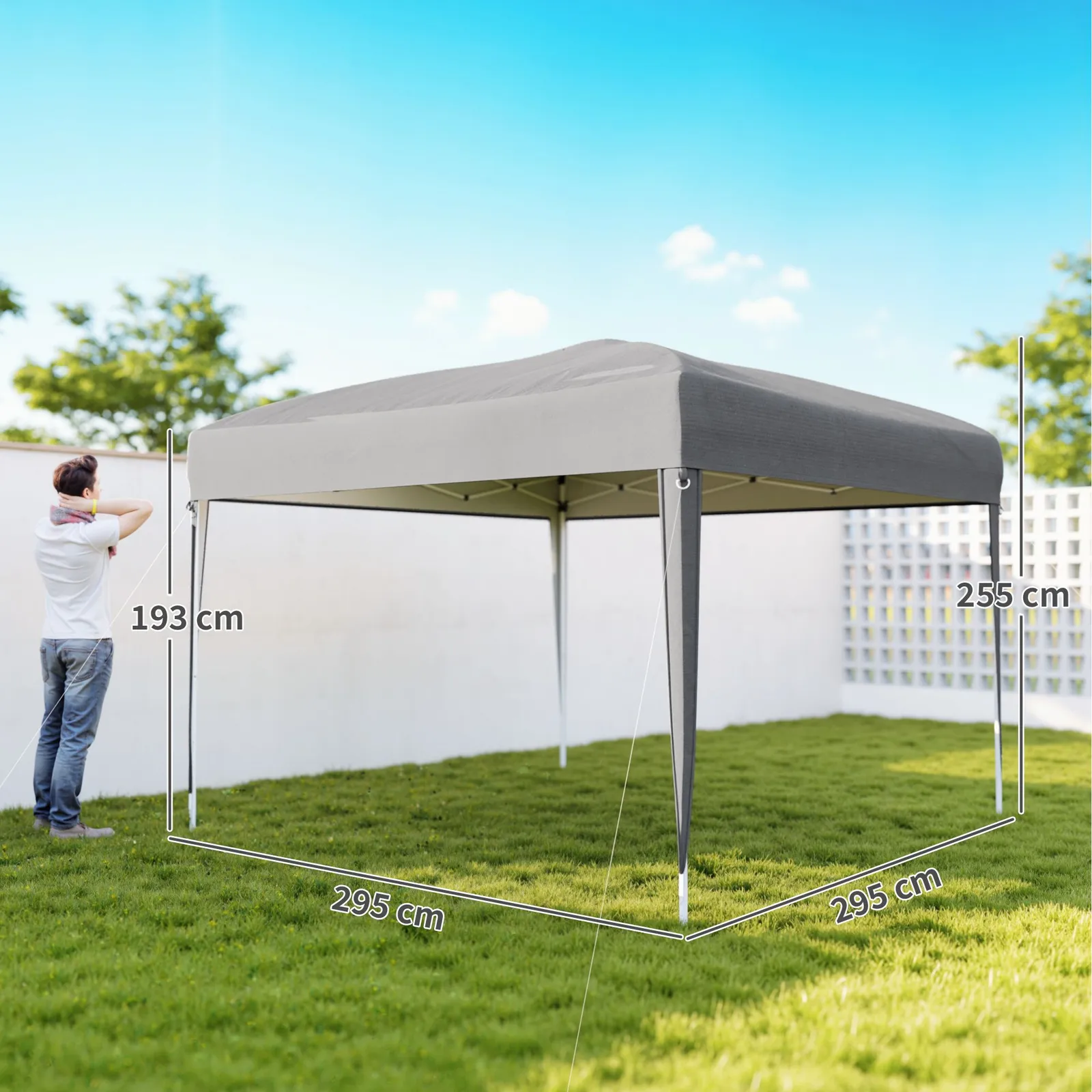 OUTSUNNY 3 x 3M Garden Pop Up Gazebo Height Adjustable Marquee Party Tent Wedding Canopy with Carrying Bag in Grey 3