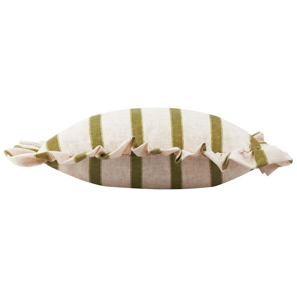 Wylder Connie Square Striped Ruffle Cushion in Olive 3