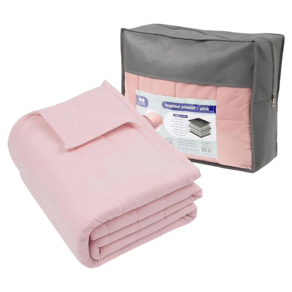 Harbour Housewares Weighted Blanket with Storage Bag - 150 x 200cm - 8kg in Pink