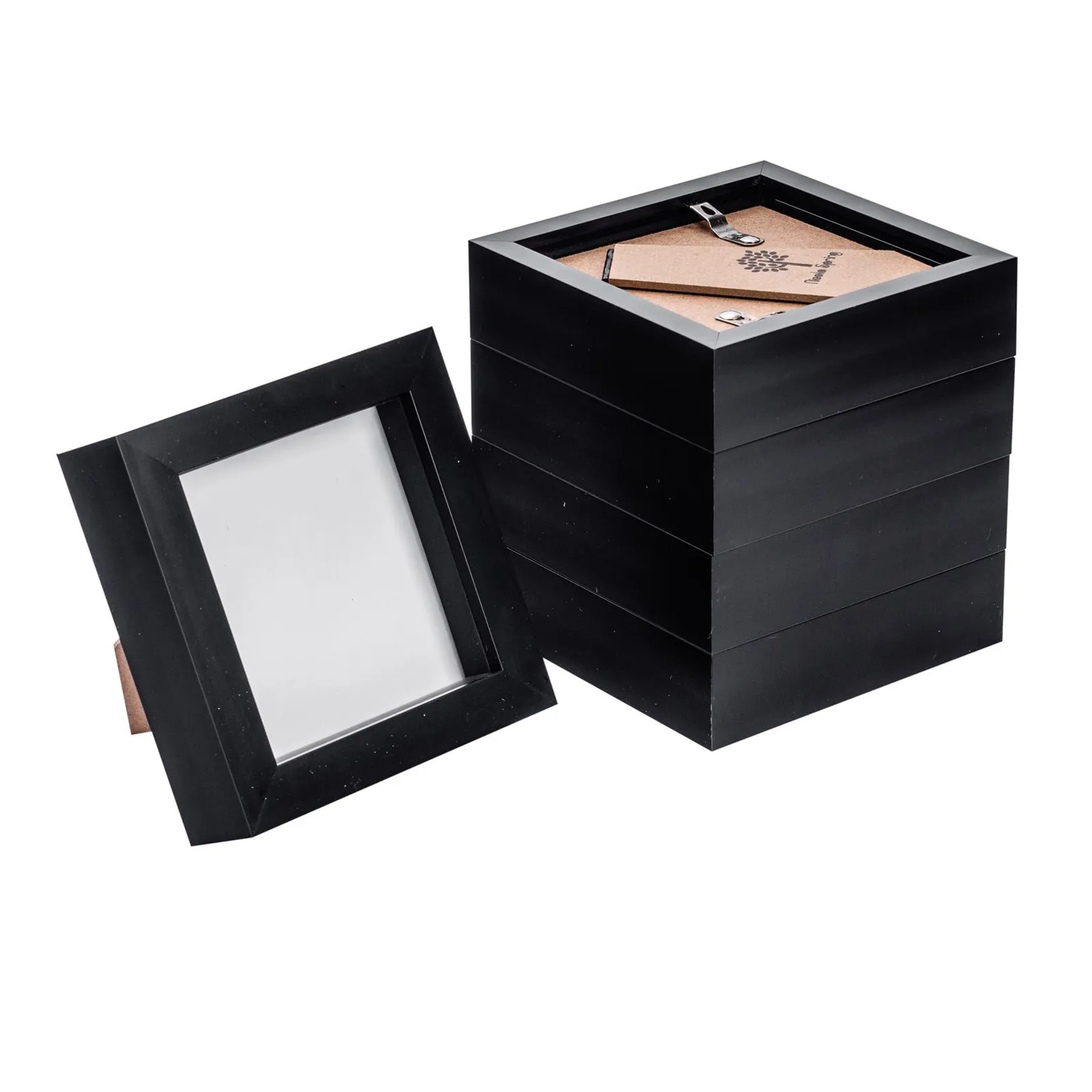 Nicola Spring 3D Box Photo Frames - 4 x 4" - Pack of 5 in Black 1