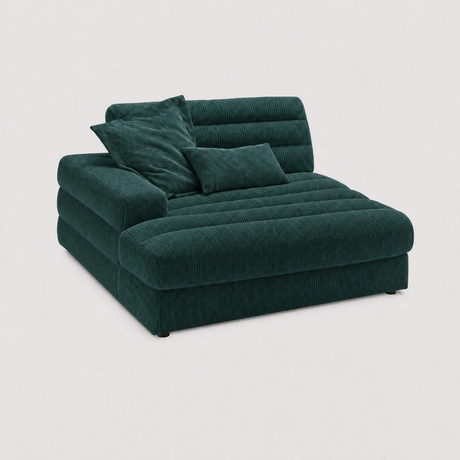 Twain Longchair Armrest Left Modular Sofa, Green Fabric | Barker & Stonehouse