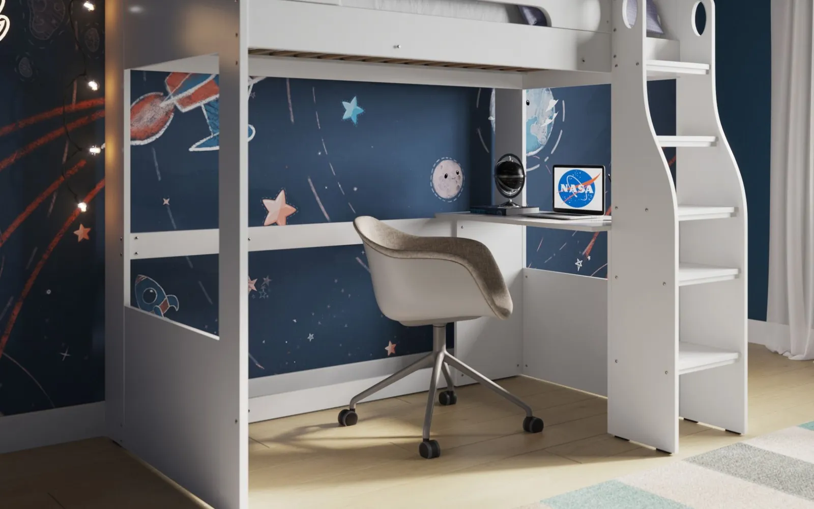Flair Cosmic High Sleeper Bed in White 3