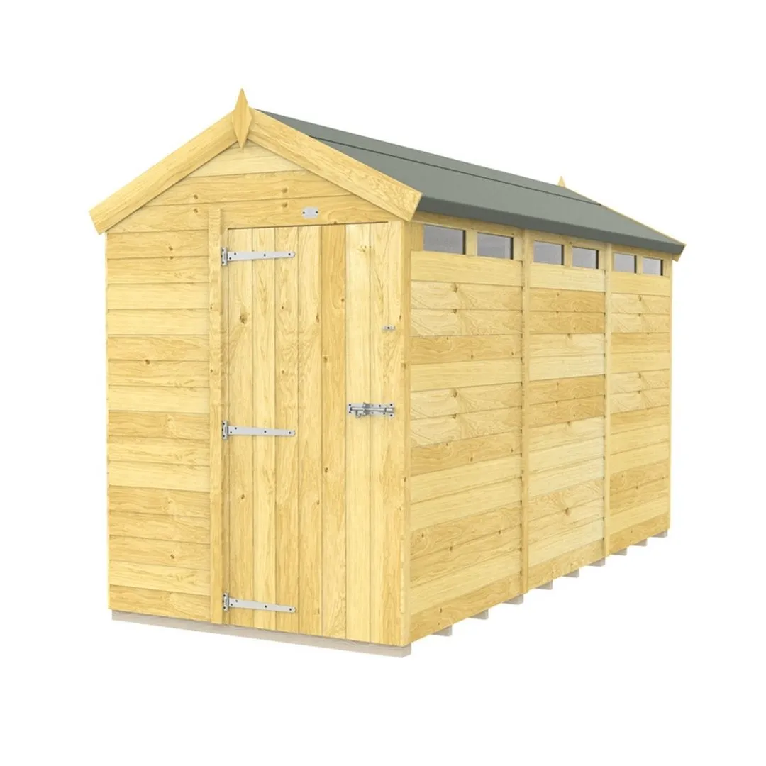 Buttercup Farm 5 x 12 Feet Apex Security Shed - Single Door - L358 x W147 x H217 cm in Brown