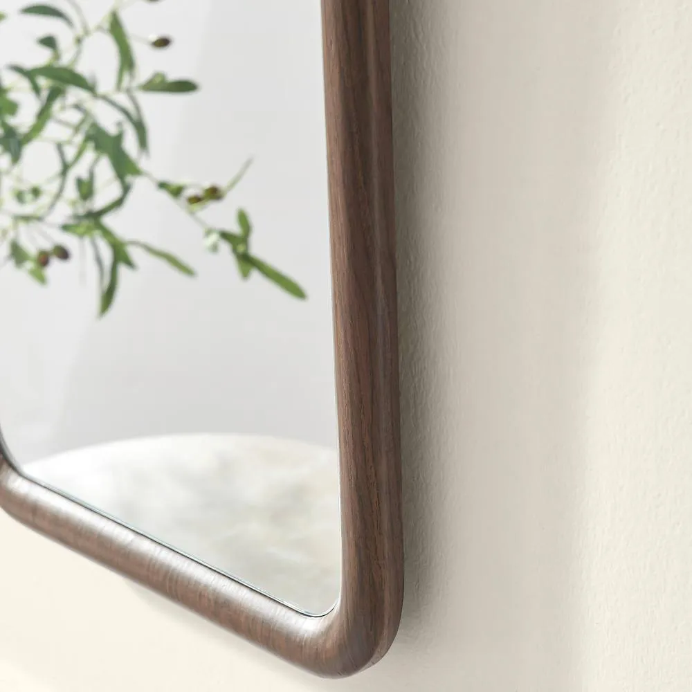 FurnitureboxUK Line Walnut Wood Medium Rectangle 60x40cm Wall Mirror 5