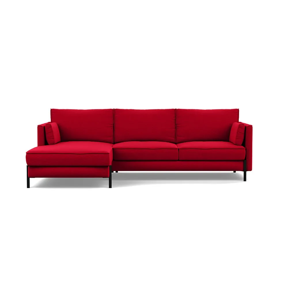 Heal's Tortona Left Hand Facing 4 Seater Corner Chaise Melton Wool Red Oxide Black Feet 1