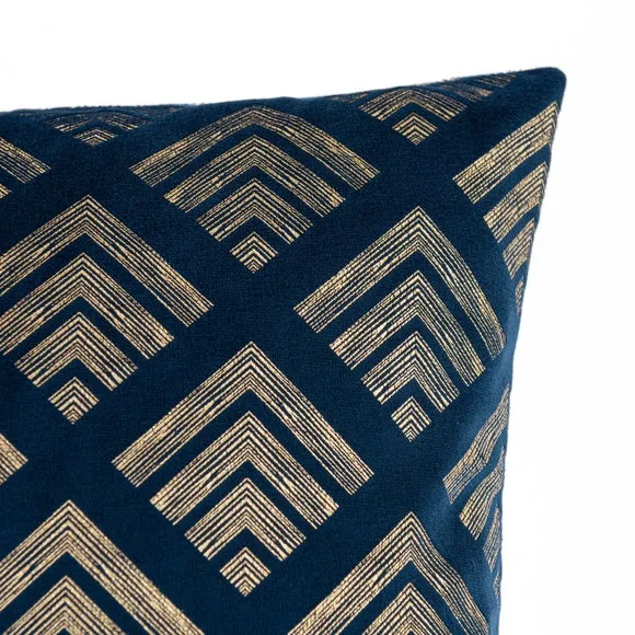 Velvet Geo Foil Navy Cushion Cover 2