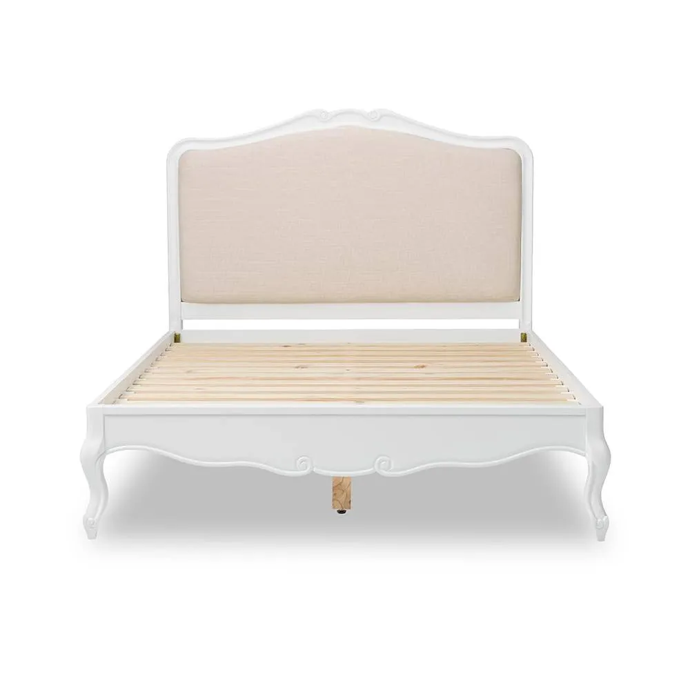 Statement Furniture Juliette French Style 4ft6 Double Bed with Upholstered Headboard in White 5