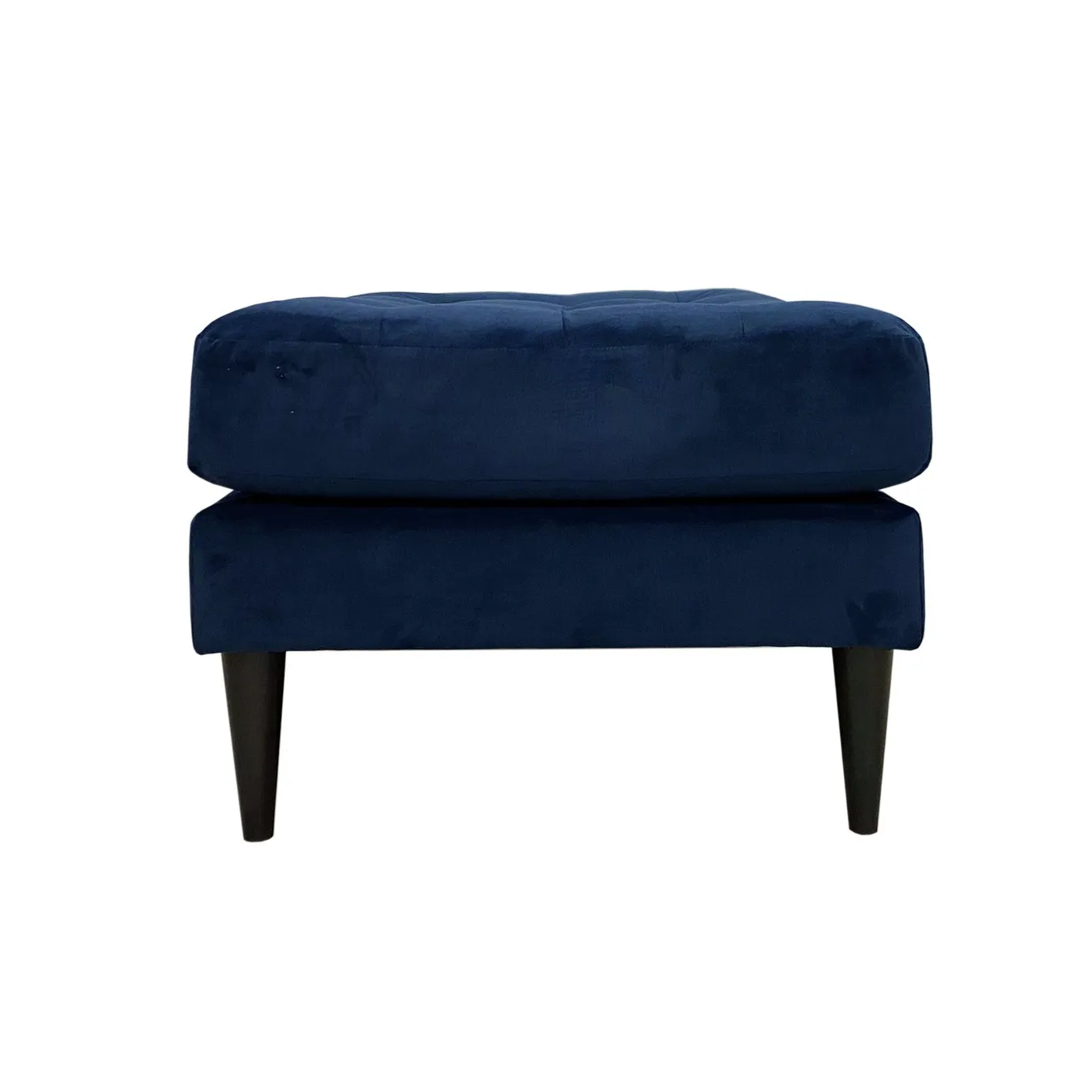 Habitat Hudson Velvet Footstool - Blue