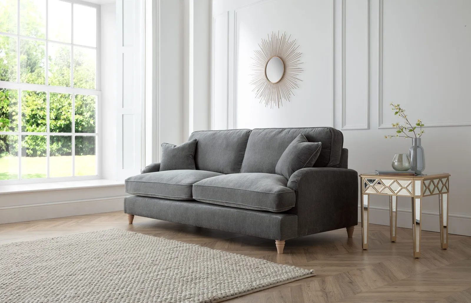 The Great Sofa Company Orla 3 Seater Sofa Manhattan Navy in Charcoal 2