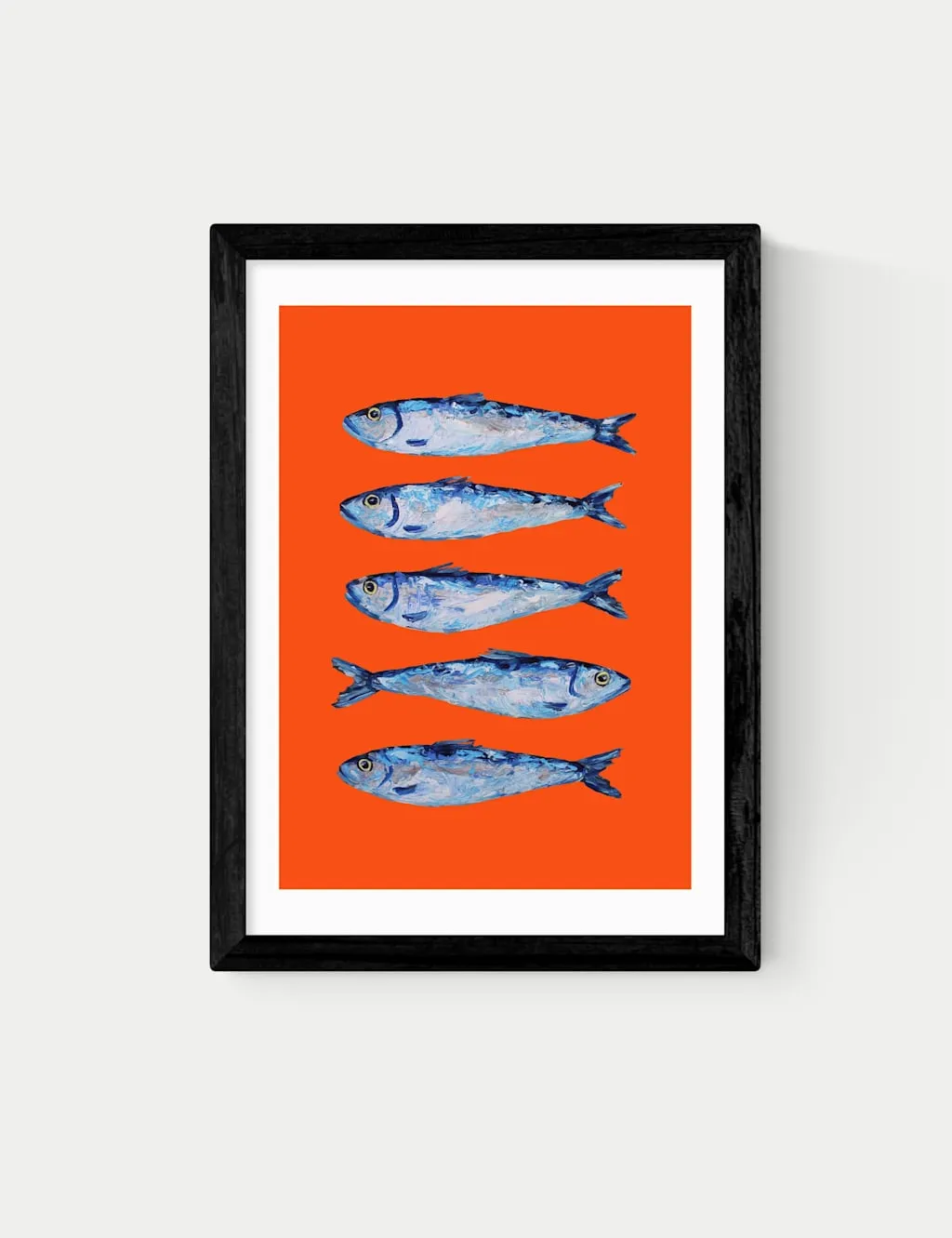 East End Prints Sardines Orange Framed Art Print Black