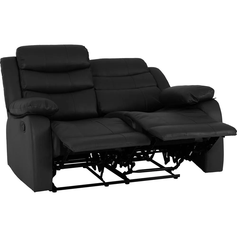 Seconique Roma 2 Seater Recliner Sofa - Black Faux Leather 4