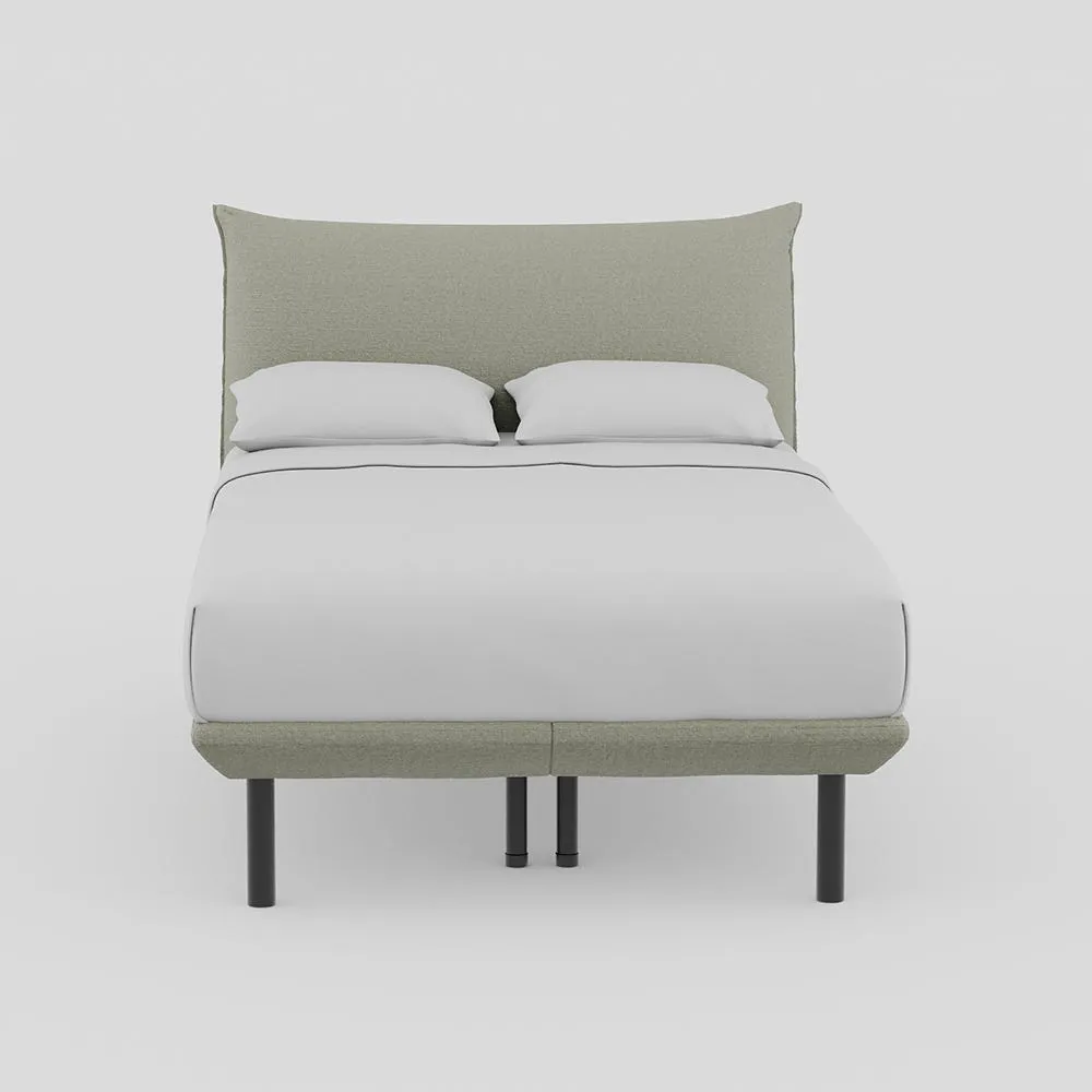 Heal's Aria Bed Double Siena Cotton Pistachio Slats, Black Feet 1