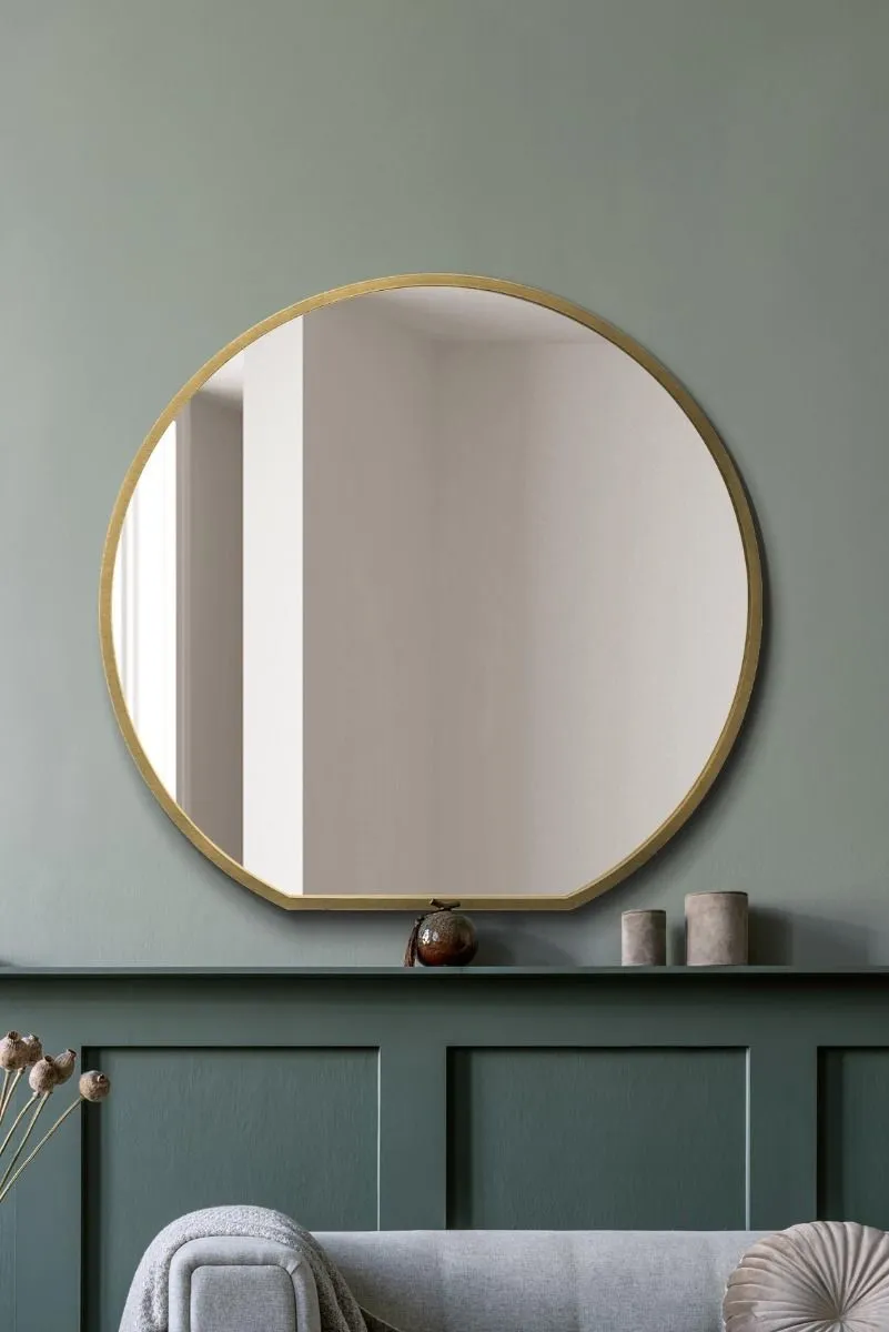 MirrorOutlet Gold Framed Flat Bottom Circular Wall Mirror (126CM X 120CM)