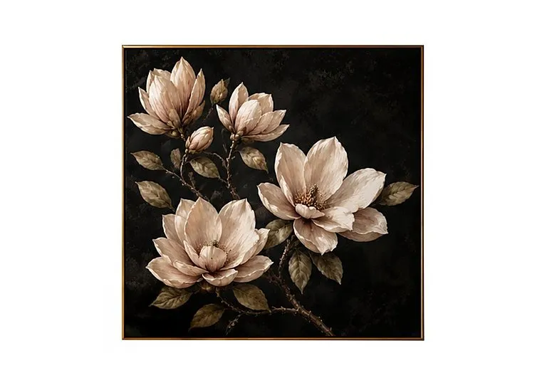 Deep Magnolia 1 Square Framed Velvet Canvas - Home Accessories - In Time for Christmas