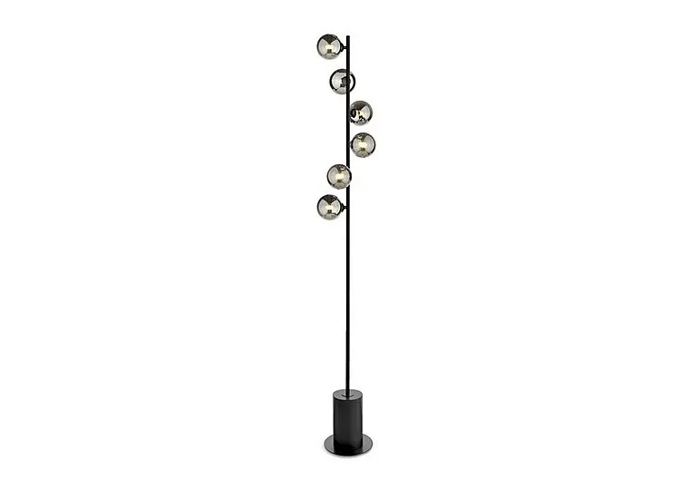Spiral 6 Light Floor Lamp - Black