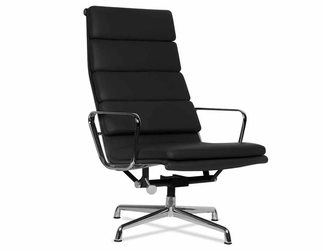 Vitra Eames EA222 Soft Pad Chair Leather 72 Snow Polished Base