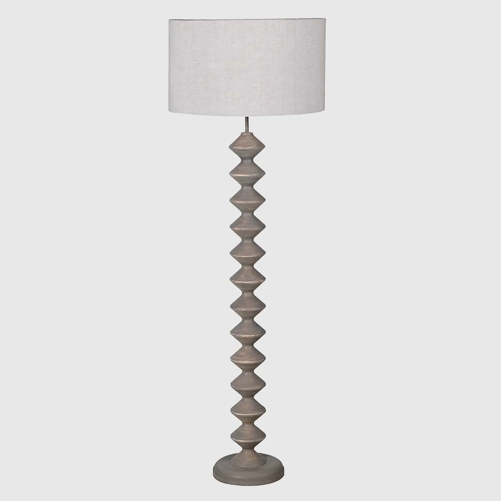 Grey Sculpted Floor Lamp, Neutral Wood | Barker & Stonehouse