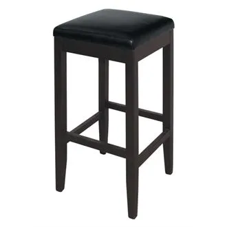 netfurniture Mila Black Stool - Faux Leather Wood