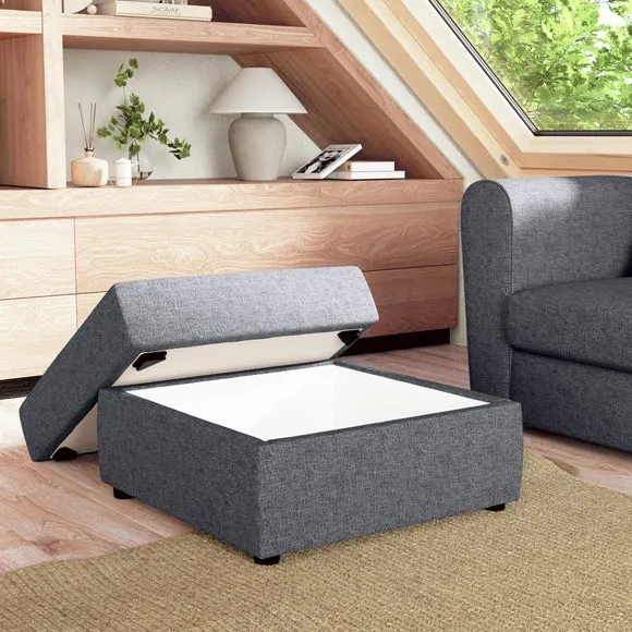 Square Tonal Weave Storage Footstool 2