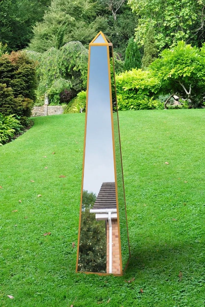 MirrorOutlet Gold Metal Edged Mirrored Garden Ornament (150CM X 30CM X 30CM) 2
