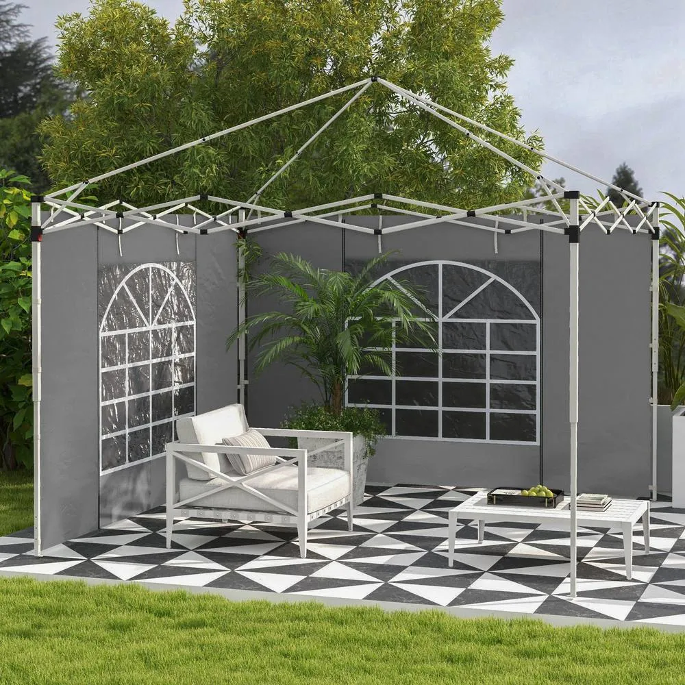 OUTSUNNY 3x3(m) or 3x6m Pop Up Gazebo Side Panels Replacement, 2 Pack in Light Grey 1