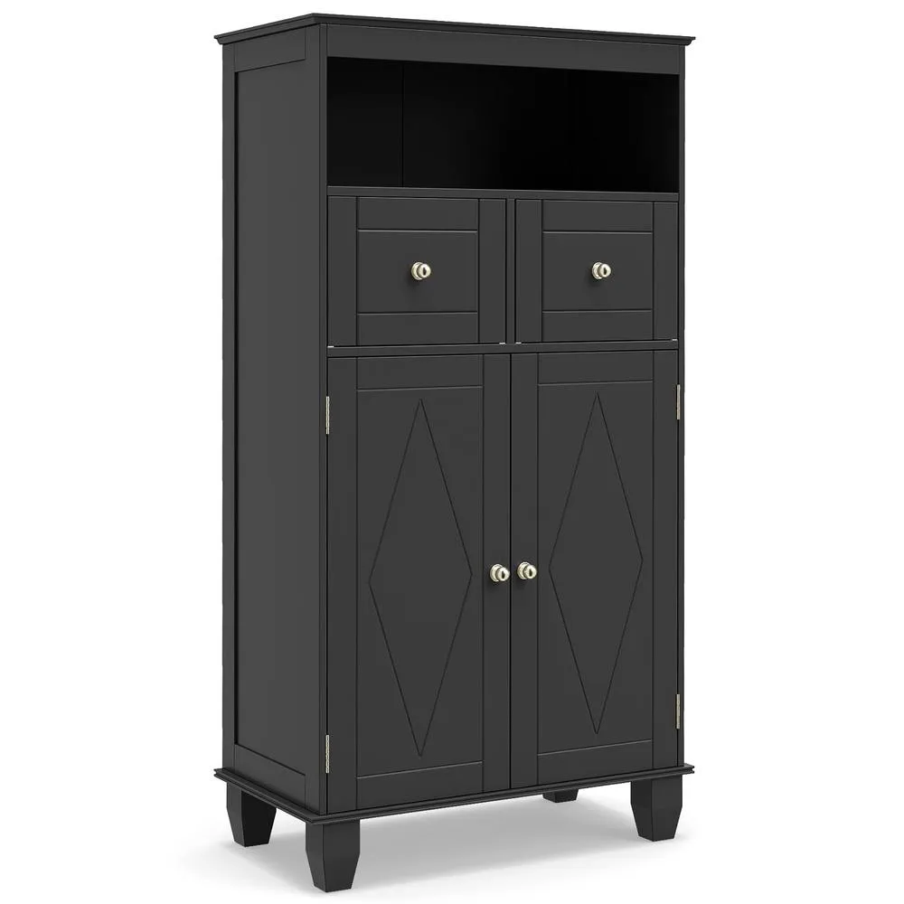 Costway Bathroom Floor Storage Cabinet Modern Storage Organizer w/Drawers in Black 5