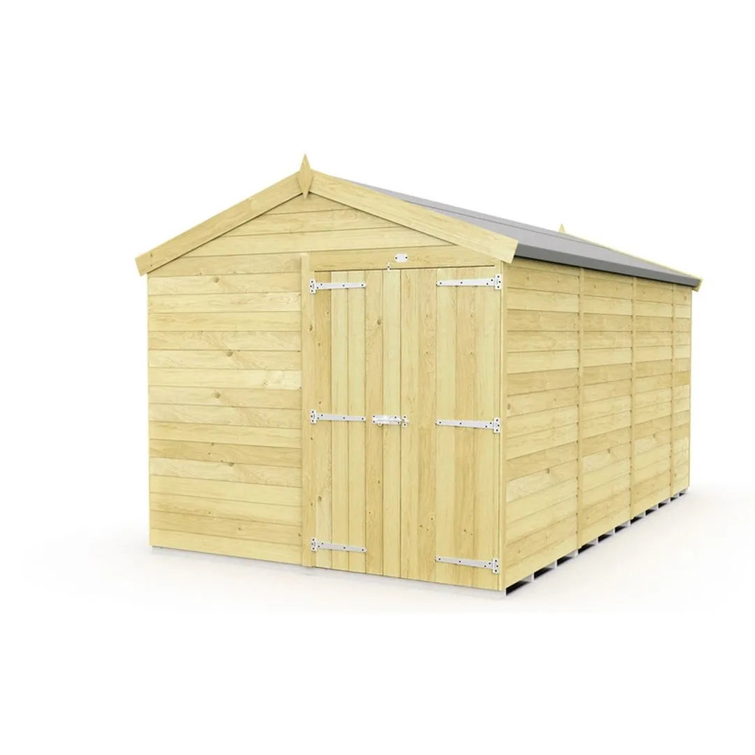 Buttercup Farm 8 x 13 Feet Apex Shed - Double Door W/O Window - L387 x W231 x H217 cm in Brown