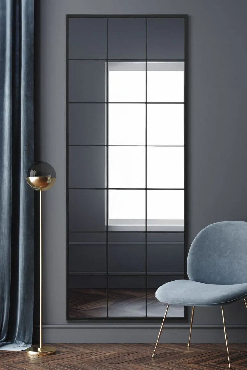 MirrorOutlet Black Modern Window Leaner / Wall Mirror 79" X 31" (200CM X 80CM)