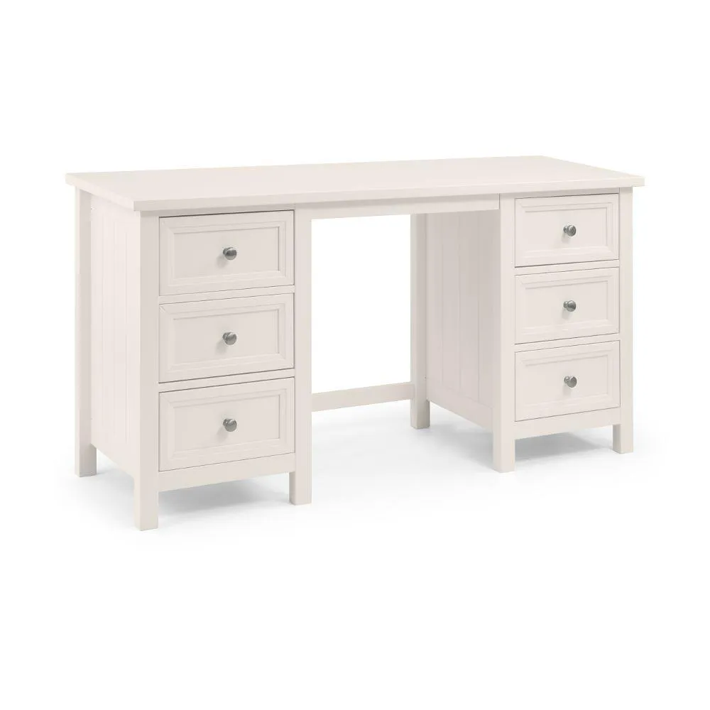 Maine - Double Pedestal Dressing Table - Surf White - Wooden - Happy Beds