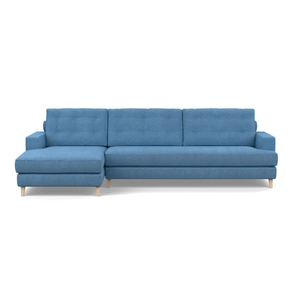 Heal's Mistral Left Hand Facing Corner Sofa Tejo Recycled Cobalt Natural Feet