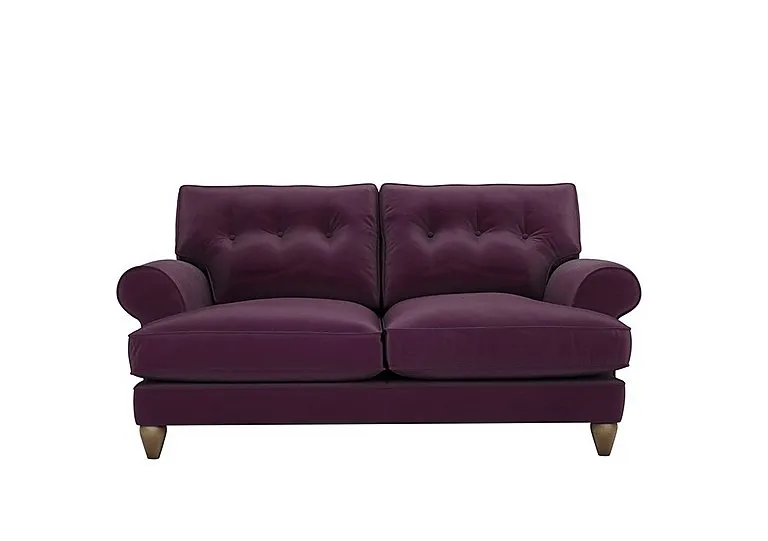 Bronwyn 2.5 Seater Fabric Classic Back Fibre Fill Sofa with Washed Oak Feet - Frosted Grape