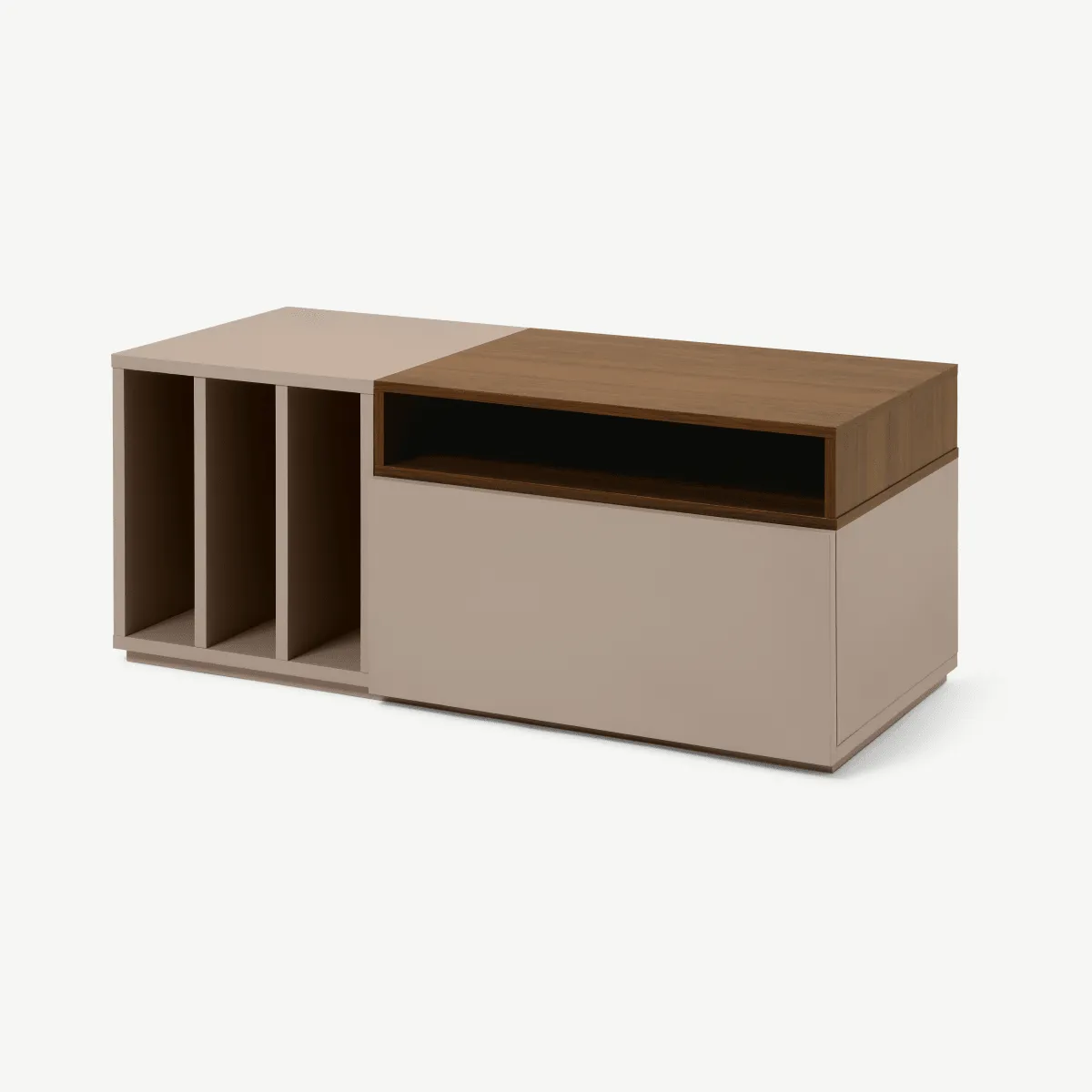 Heaton Modular Compact TV Unit, Cappuccino & Walnut Effect