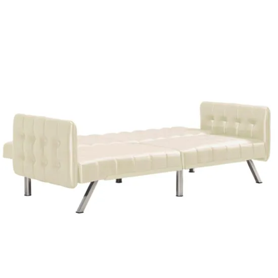 Emily Leather Convertible Clic Clac Sofa bed In Vanilla