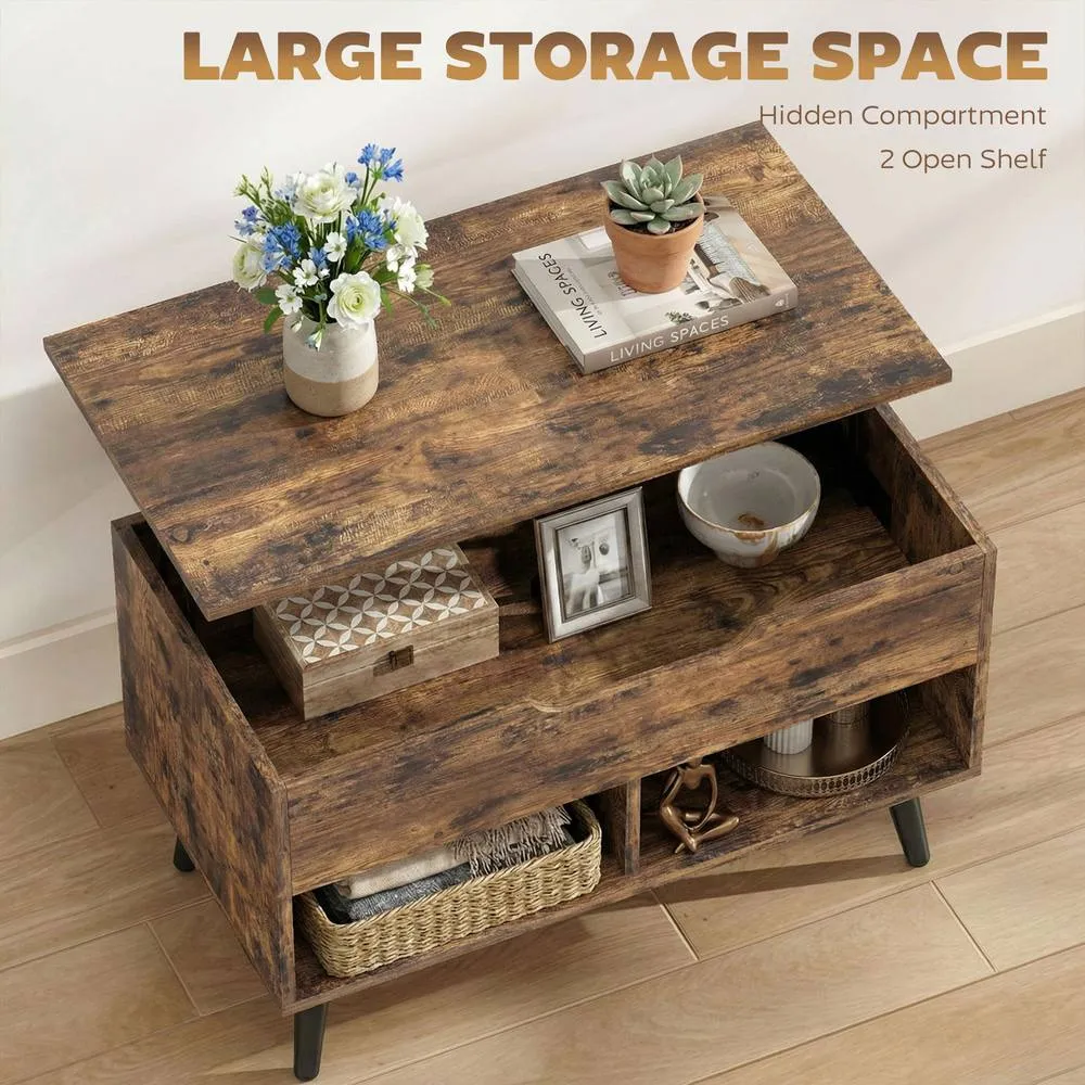 HOMCOM Lift Top Coffee Table Hidden Storage 75 cm Rustic Brown 5