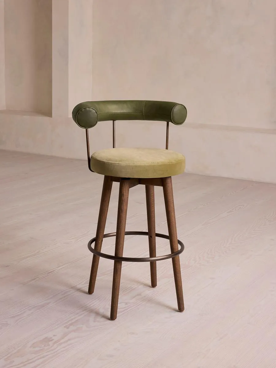 Calvert Barstool, Leather & Velvet