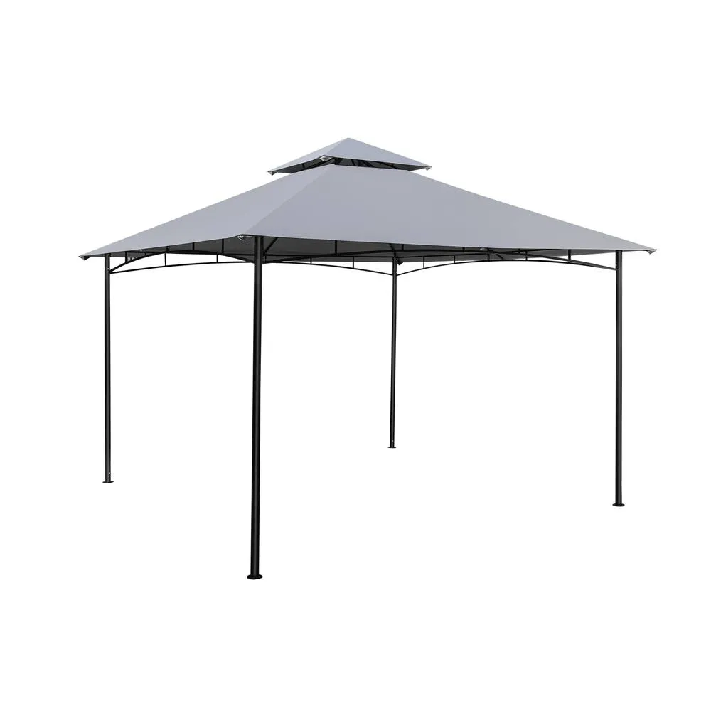 Costway 3.3 x 3.3 M Patio Gazebo w/ Metal Frame Outdoor Canopy Tent in Grey 2