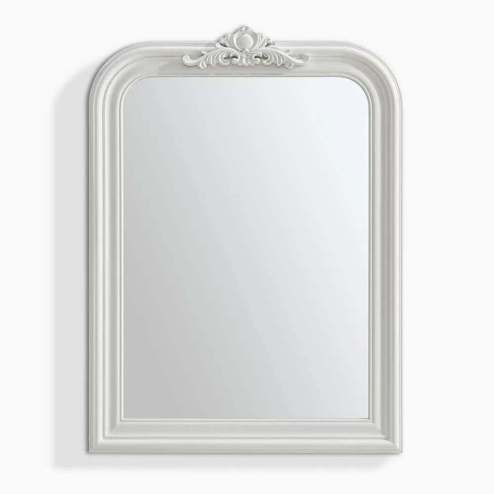 FurnitureboxUK Francis White Wood Large 110x74cm Overmantle Arch Mirror 3