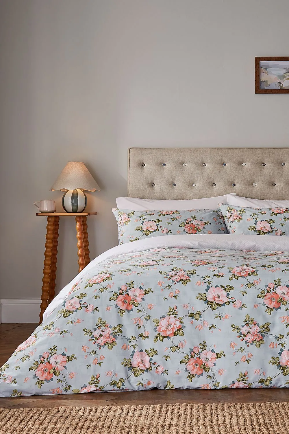 Fable 'Wild Rose' Duvet Cover Set in Duck Egg Blue