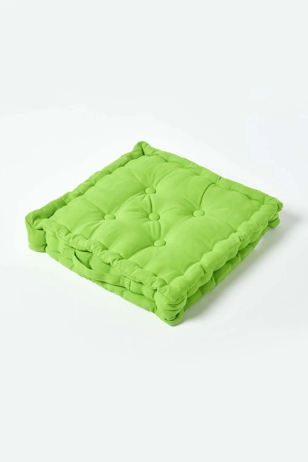 Homescapes Plain Cotton Floor Cushion in Green 1