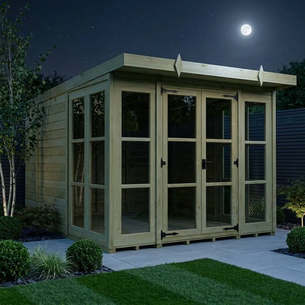 Buttercup Farm 8ft x 10ft Georgian Pent Summer House - Pressure Treated Timber in Brown 3