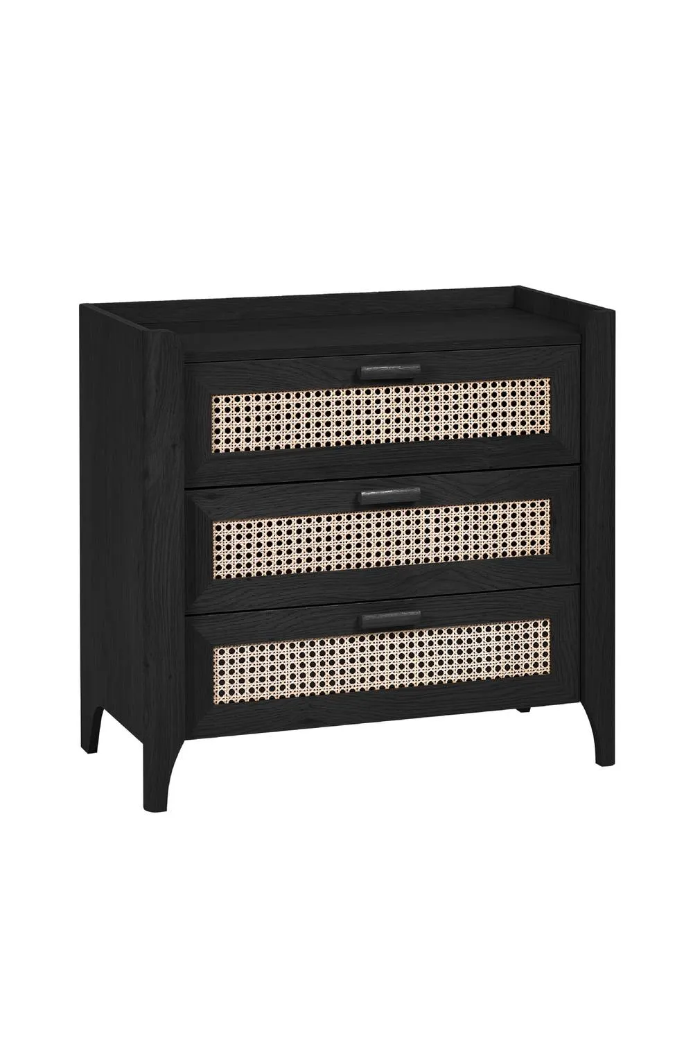 Julian Bowen Sydney Rattan Print 3 Drawer Chest in Black 2