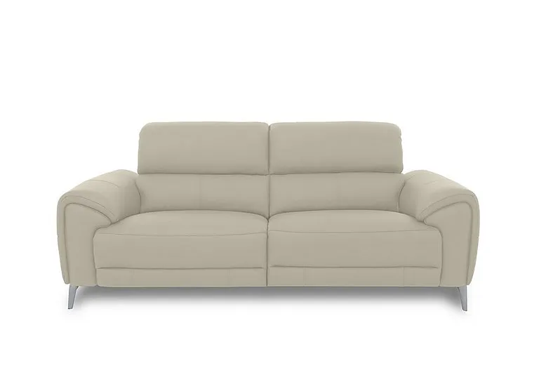 Vino Leather 3 Seater Sofa - Bone China
