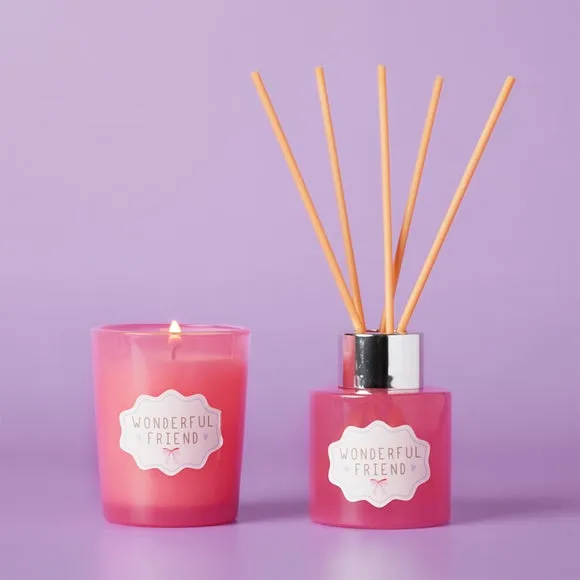 Love Life Friend Lychee & Raspberry Mini Candle & Diffuser Set 4