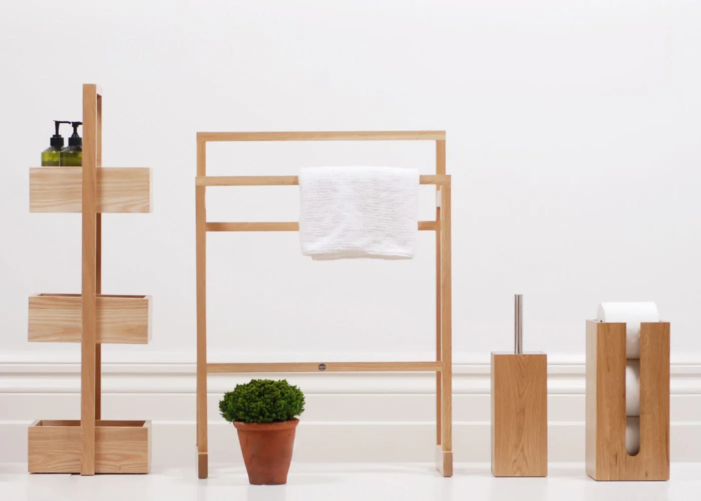 Wireworks Wooden Freestanding Towel Rail Natural Oak Large 2