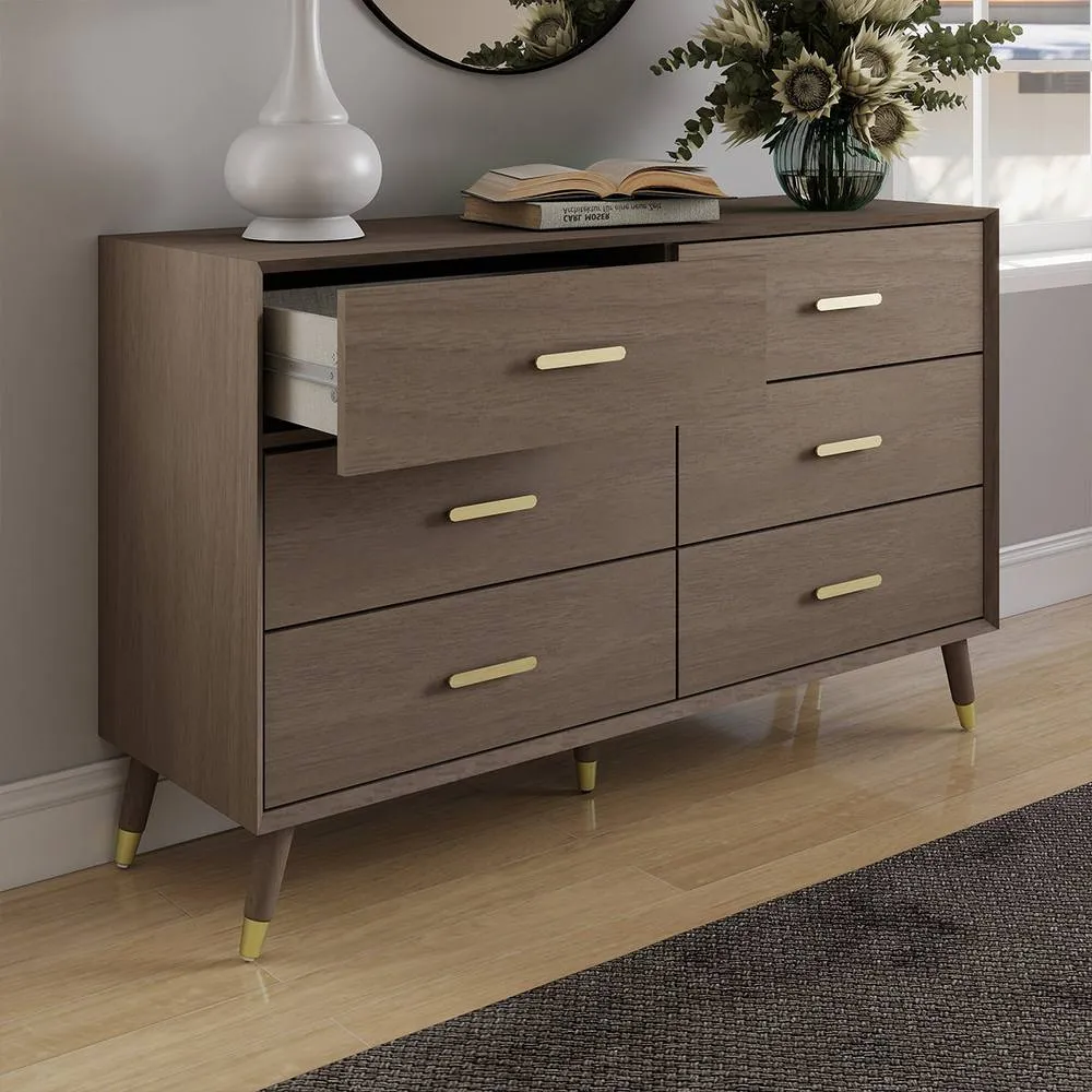 Melody Maison Large 6 Drawer Chest Of Drawers - Oslo Dark Wood Range in Brown 5