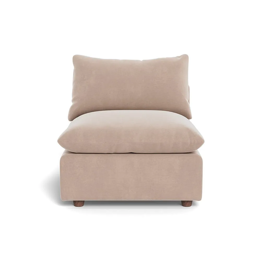Heal's Astrid Single Unit Smart Velvet Pebble Walnut Stained Beech Feet 1