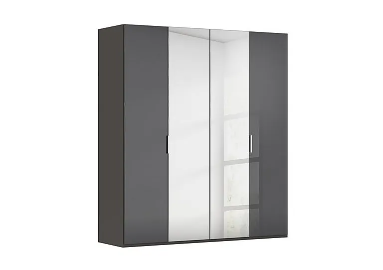 Formes 4 Door Bifold Glass Wardrobe with 2 Mirror Doors - Graphite/Basalt Front