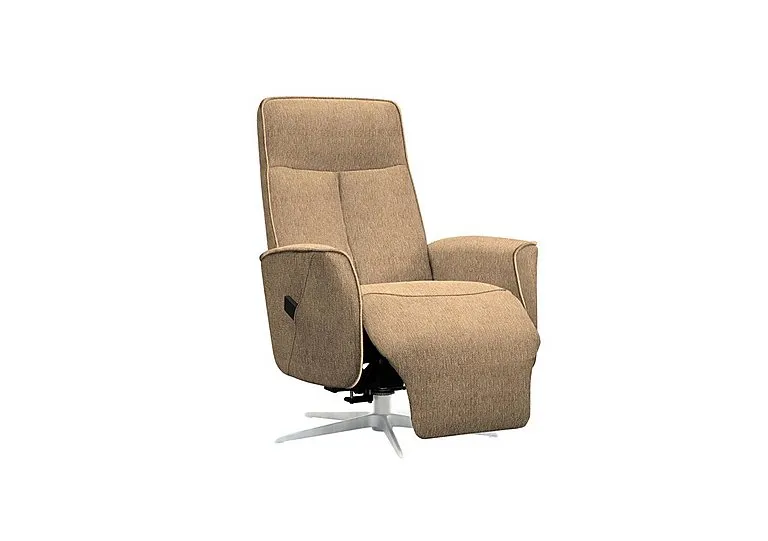 Maribo Fabric Lift and Rise Power Recliner Chair with Power Headrest and Chrome Base - Boucle Cocoa